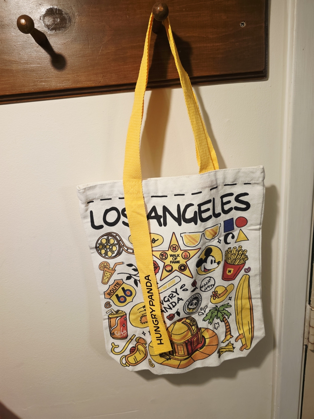 Los Angeles Canvas Tote with Yellow Straps